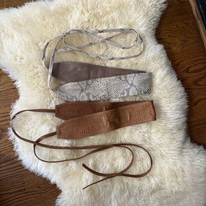 Garnet Hill Women's Genuine Leather and Snakeskin Belts - Brown and Gray